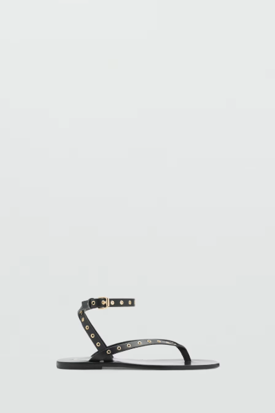MANGO, Leather Sandals With Eyelet Straps - Women | Mango Usa