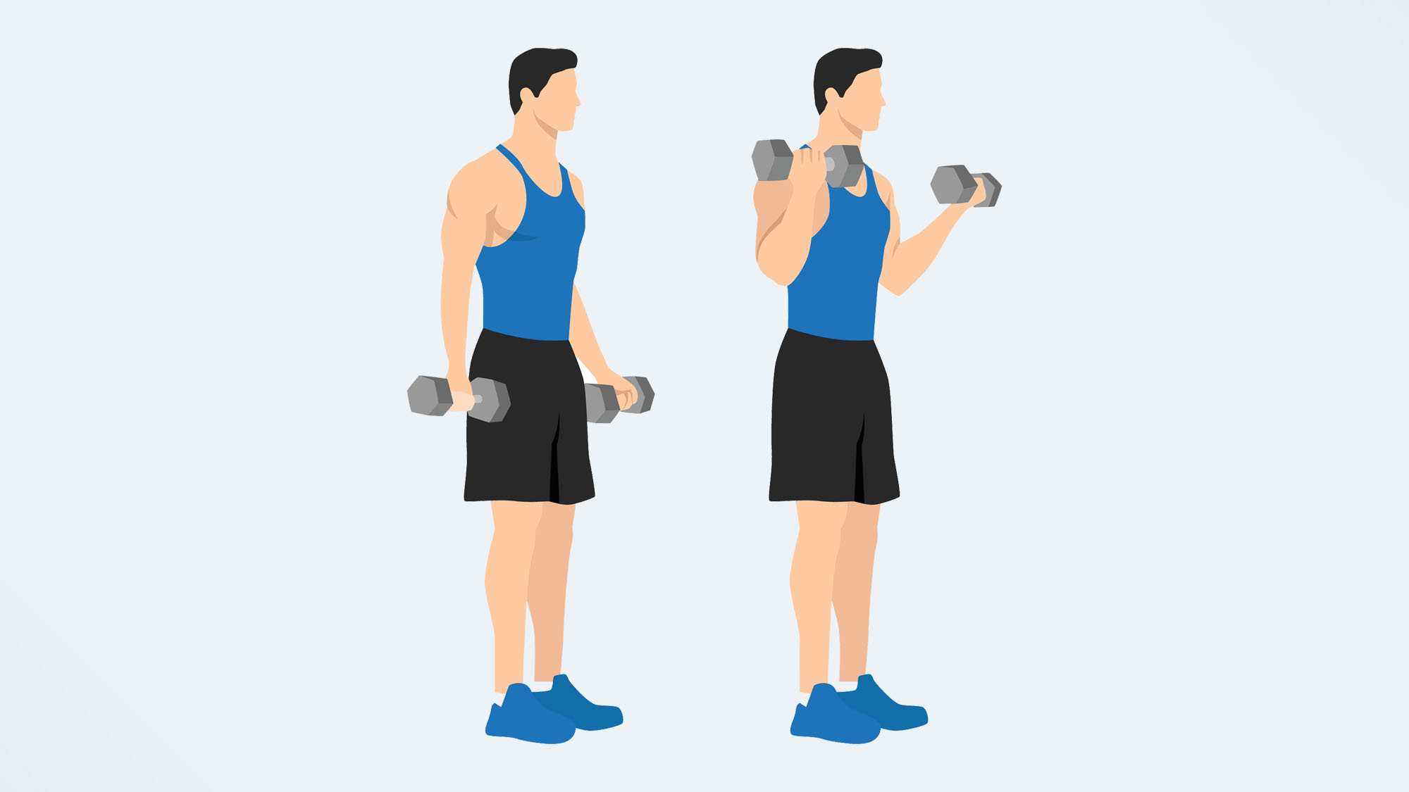 an illustration of a man doing a dumbbell curl