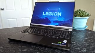 Lenovo Legion Slim 7i (Gen 8) turned on with default Lenovo wallpaper