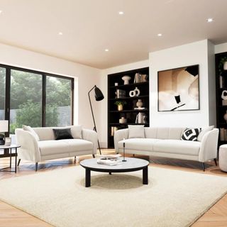 White sofa set in a white living room
