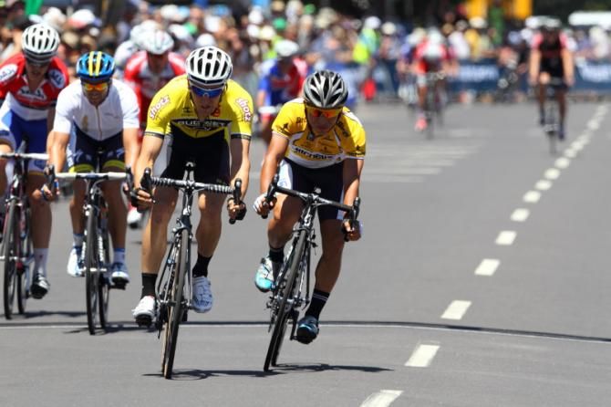 Caleb Ewan (BikeBug) crosses the line