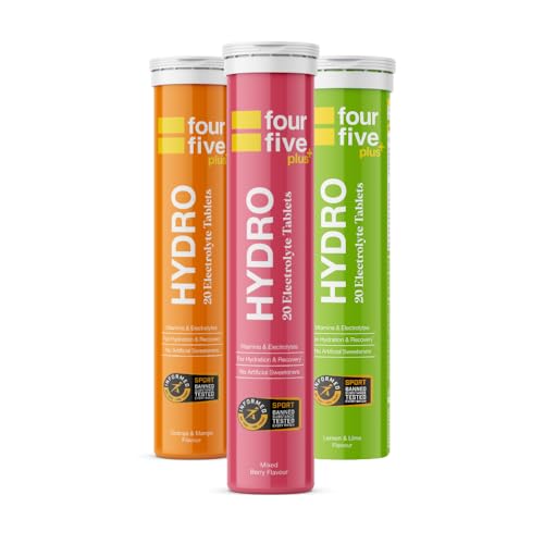 Fourfive Hydration Tablets (starter Pack) Low Calorie Vitamin Electrolytes, Vegan, Magnesium &amp;amp; Calcium, Sports Hydration - 3x20 Effervescent Tablets