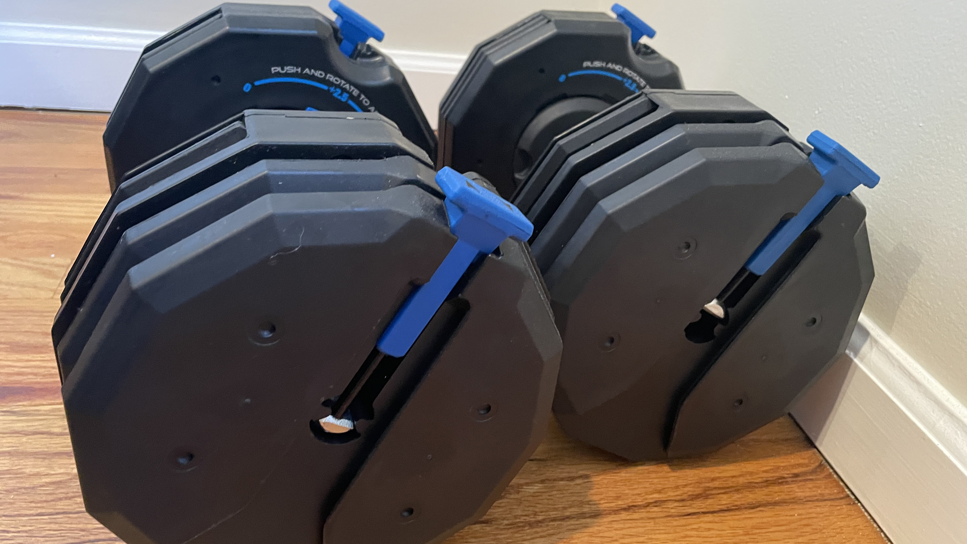 NordicTrack select-a-weight dumbbells from side angle