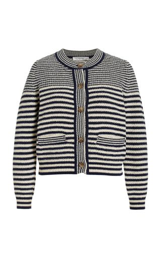 Striped Cotton-Blend Cardigan