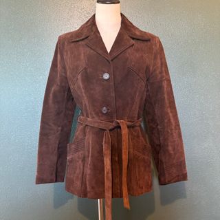 Vintage , Bermans Dark Brown Suede Belted Jacket