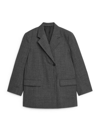 Double-Breasted Wool Blazer - Black/white Melange - Arket Gb