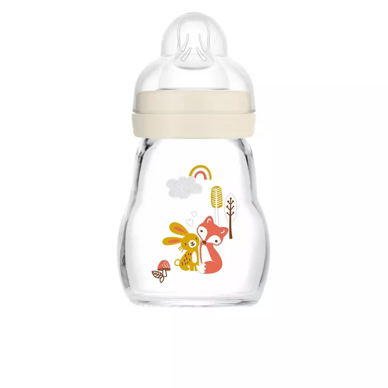 Mam Feel Good Glass Baby Bottle - Cream - 6oz