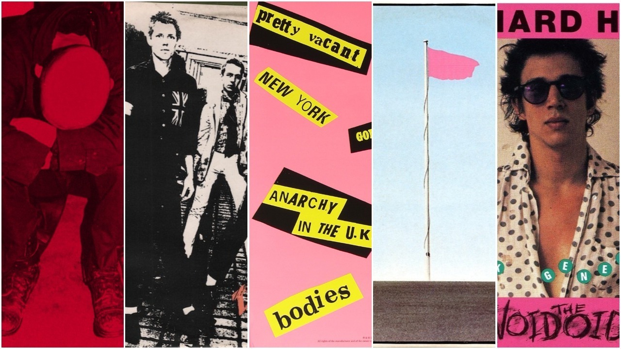 a collage of punk albums