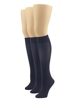 Hue Damen Soft Opaque Knee High (Pak Berisi 3) Kleidersocken, Marineblau, 1 US