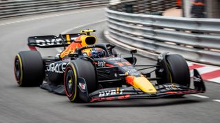 Sergio Perez of Red Bull Racing seen during the F1 Monaco Grand Prix live stream