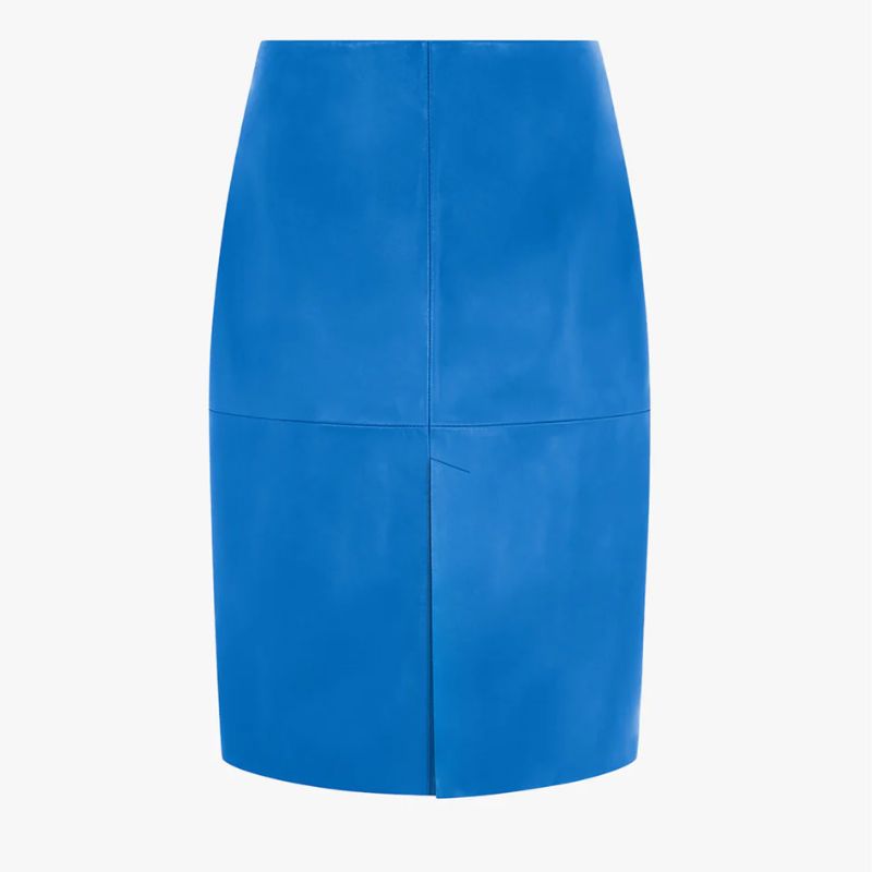 A bright blue leather skirt by Aligne