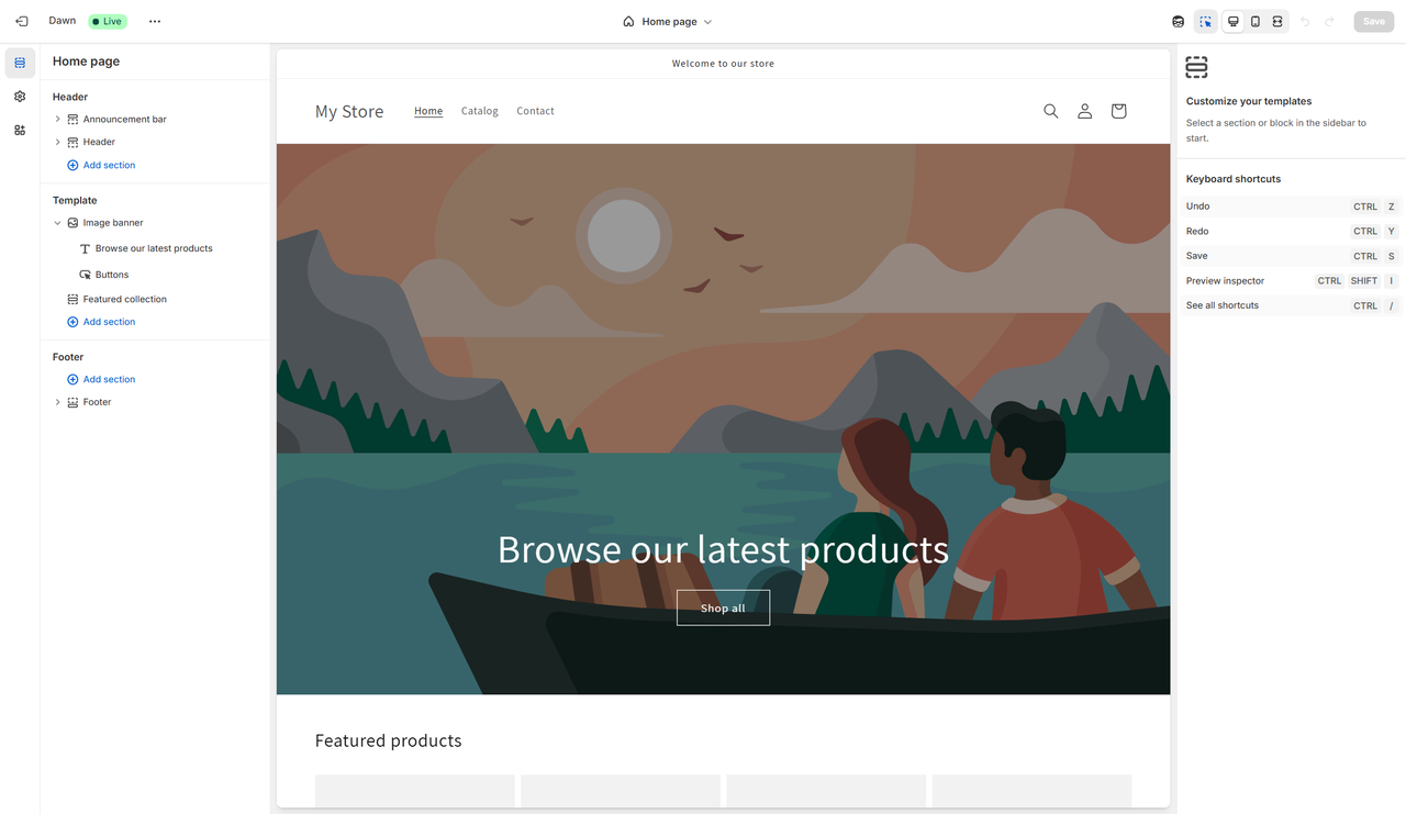 Shopify editor