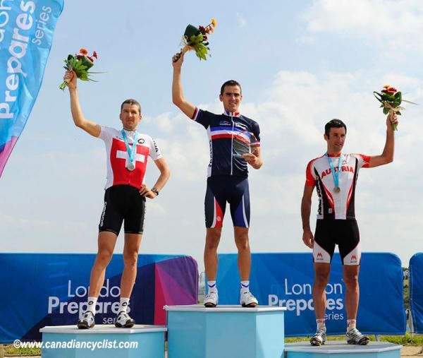 Elite men's podium (l-r): Christoph Sauser, Julien Absalon and Karl Markt