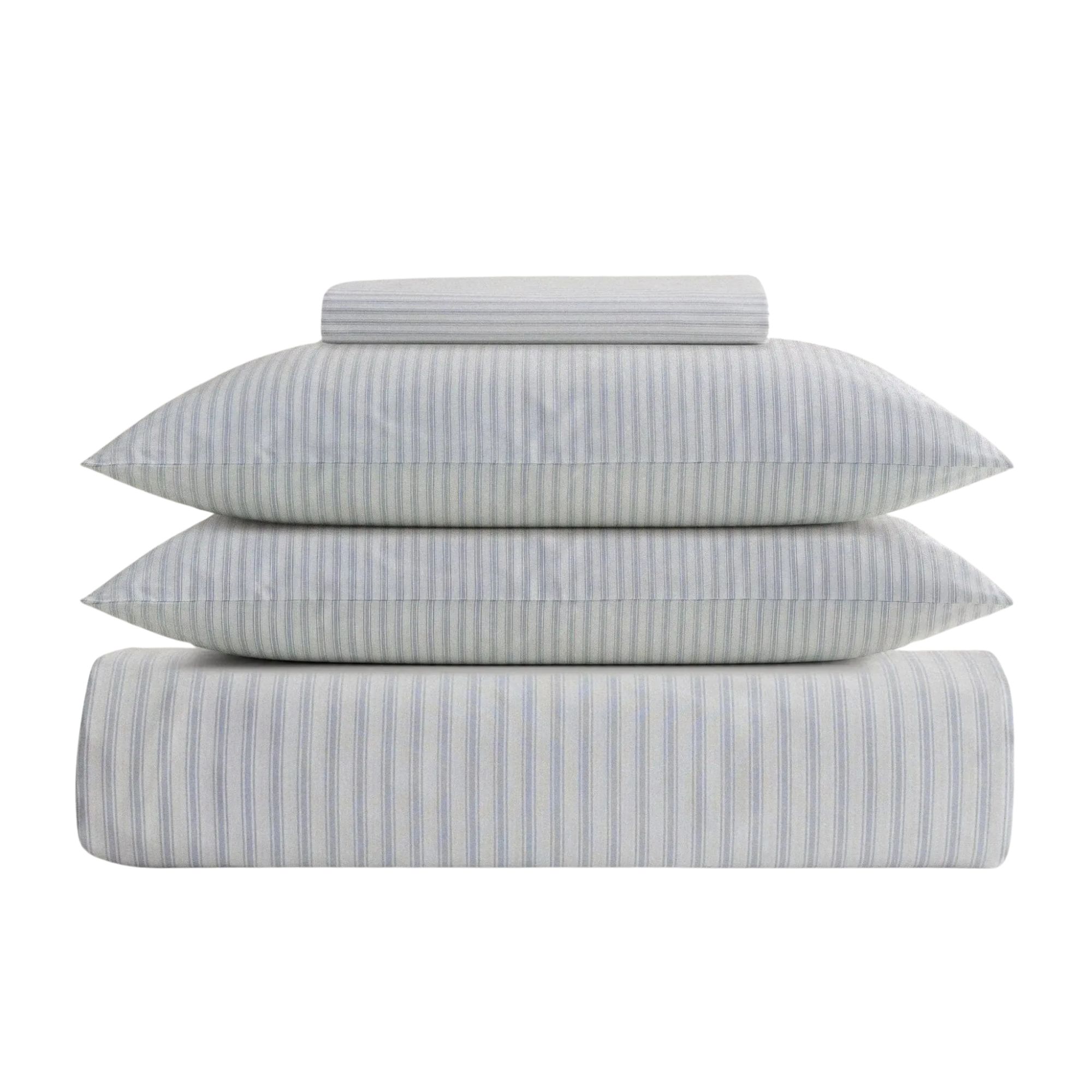 Rise &amp;amp; Fall, Crisp &amp;amp; Cool Organic Cotton Duvet Set in Blue Stripe Ticking