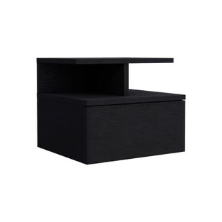 A floating nightstand in black 