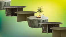 green coffee tables on a green colored background