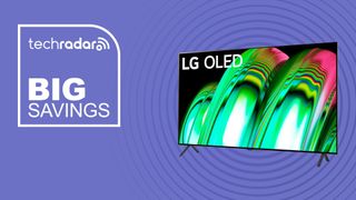 LG A2 OLED TV on a purple background