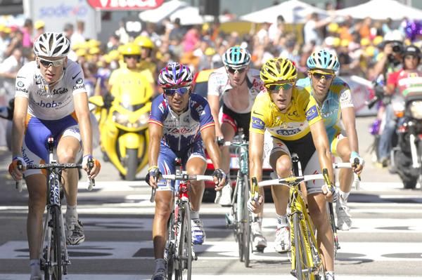 Andy Schleck (Saxo Bank) played a game of cat and mouse with Alberto Contador (Astana)