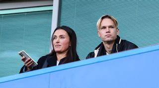Shakhtar Donetsk winger Mykhailo Mudryk watching Chelsea in action against Crystal Palace in the Premier League at Stamford Bridge ahead of his move to the Blues.
