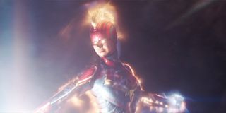 Captain Marvel flying through space