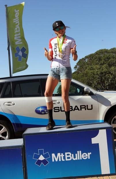 Sara Mills on the podium for the U19 Women