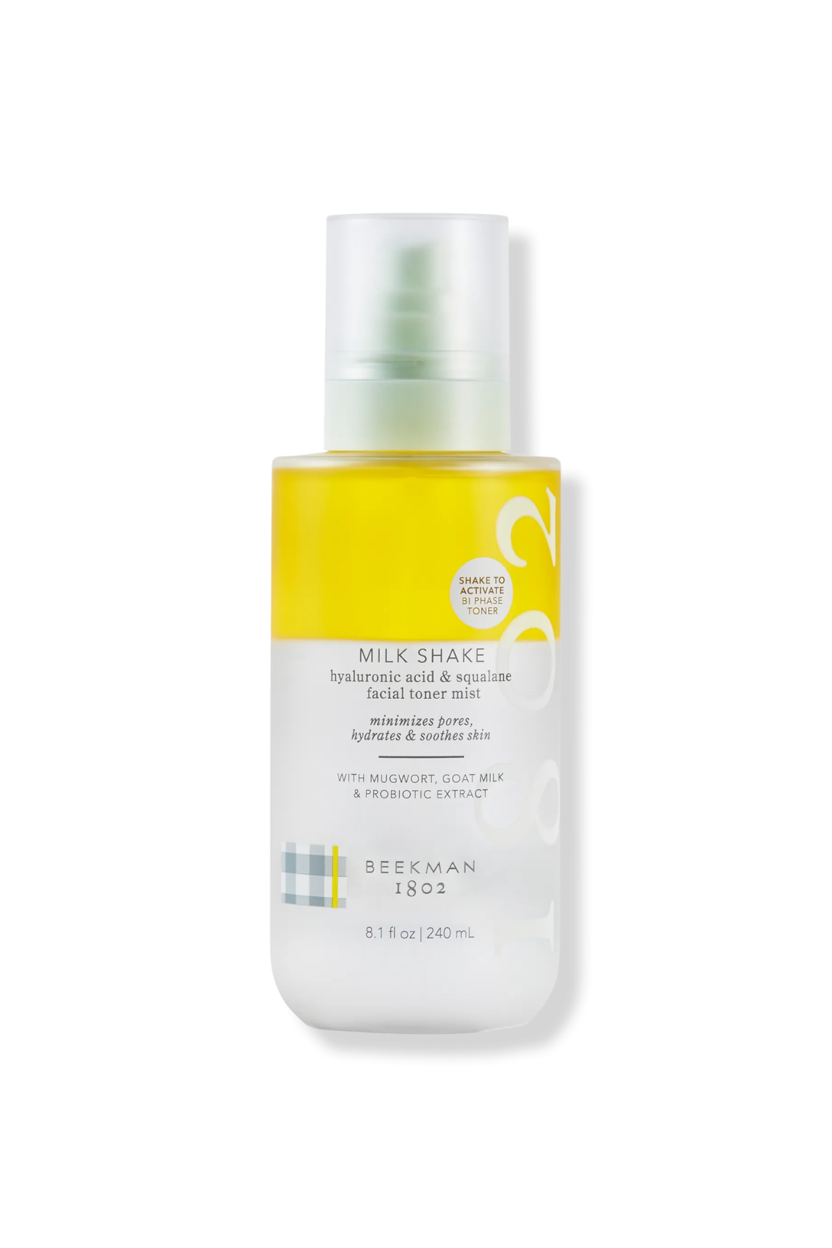A bottle of Beekman 1802 Milk Shake toner mist.