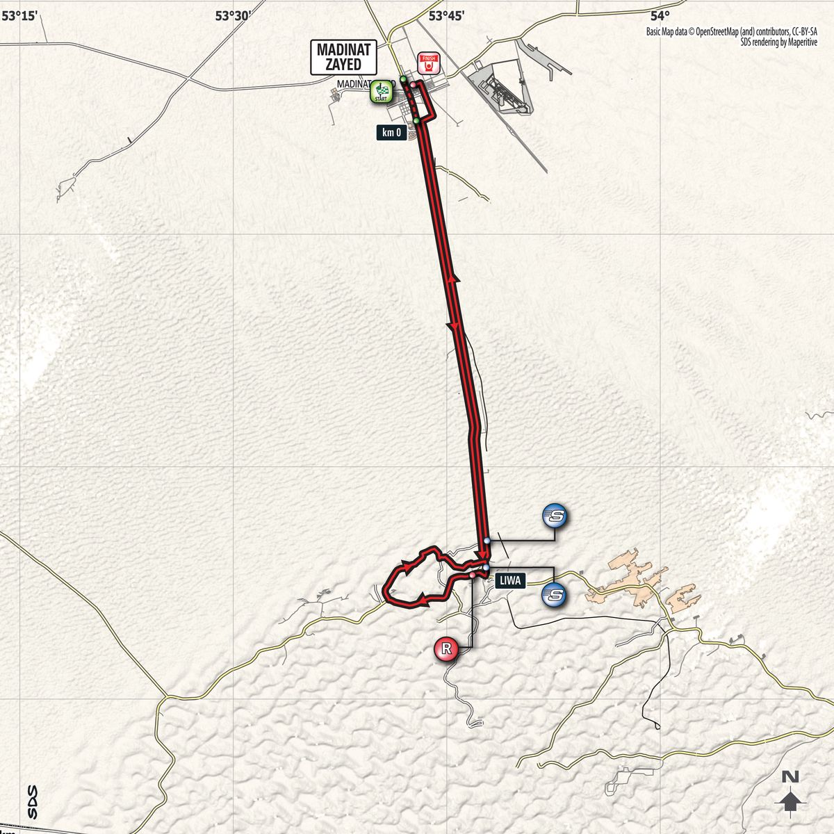 The Abu Dhabi Tour stage 1 map