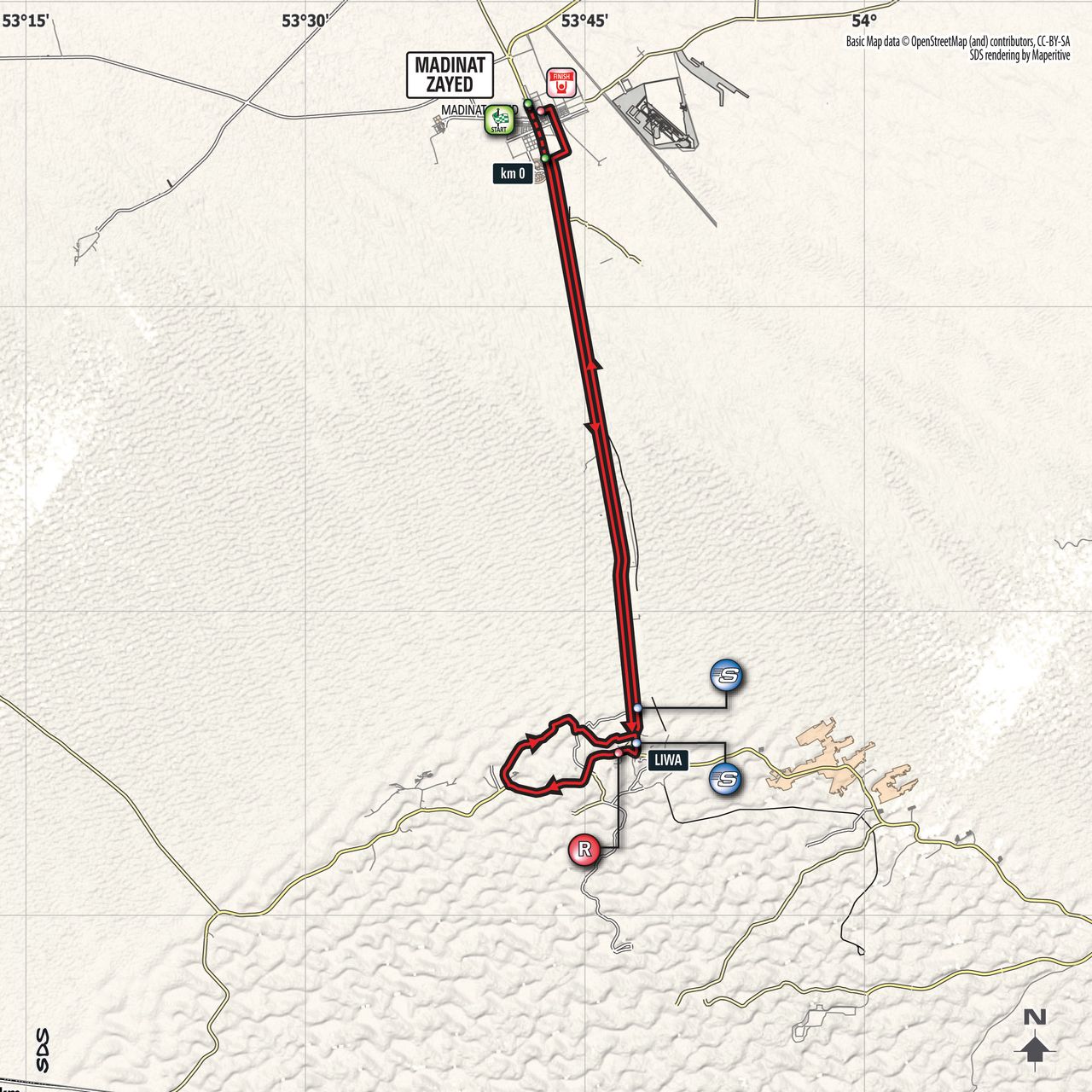 The Abu Dhabi Tour stage 1 map