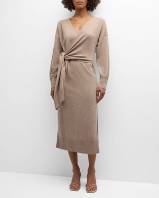 Skyla Cotton Cashmere Midi Wrap Dress