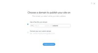 Wix's choices for domains once a website is built