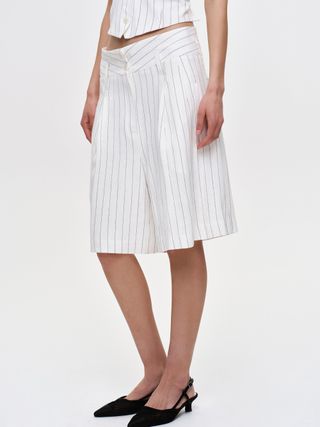 Bermuda Stripe Shorts, White