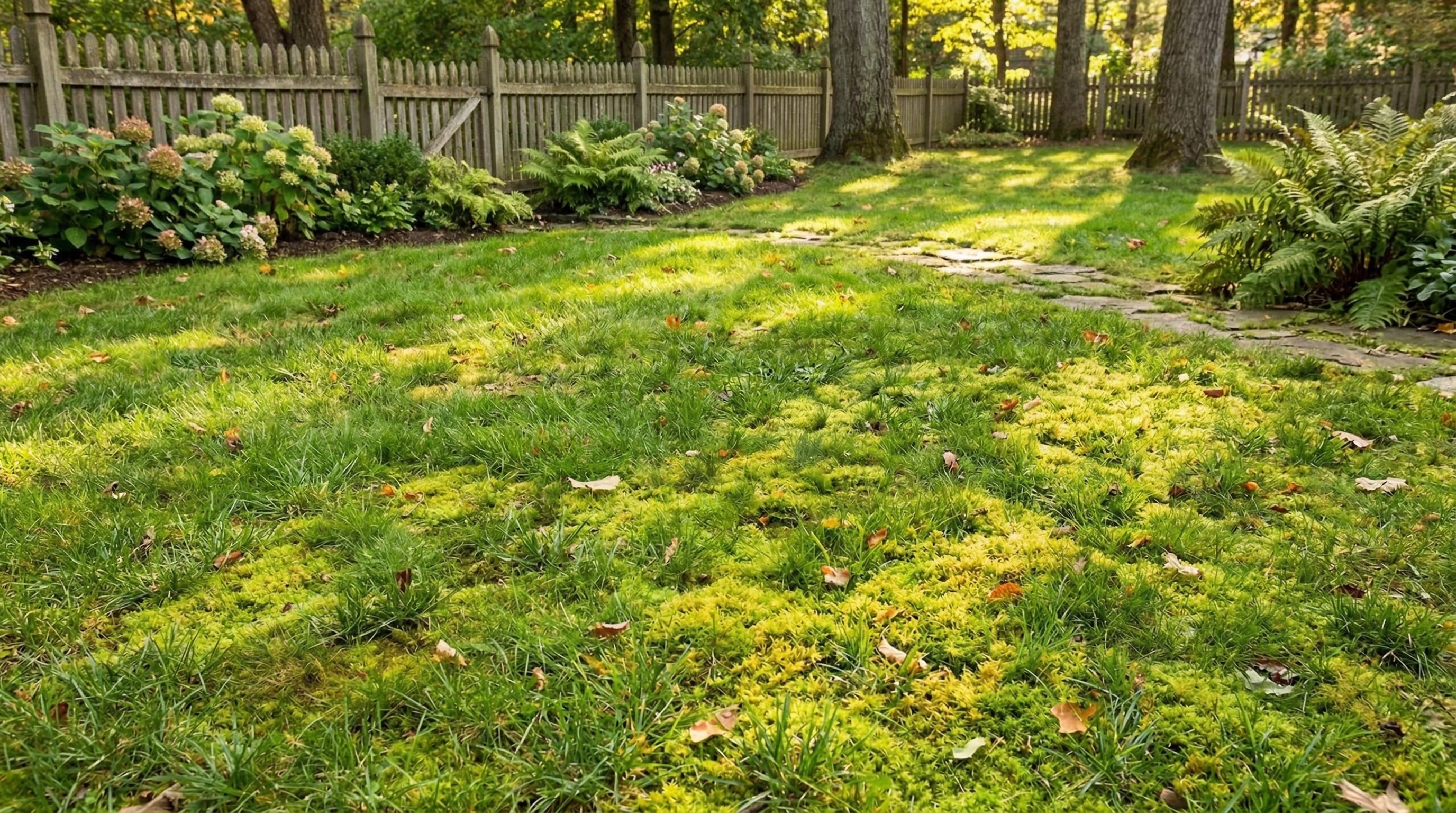A mossy lawn