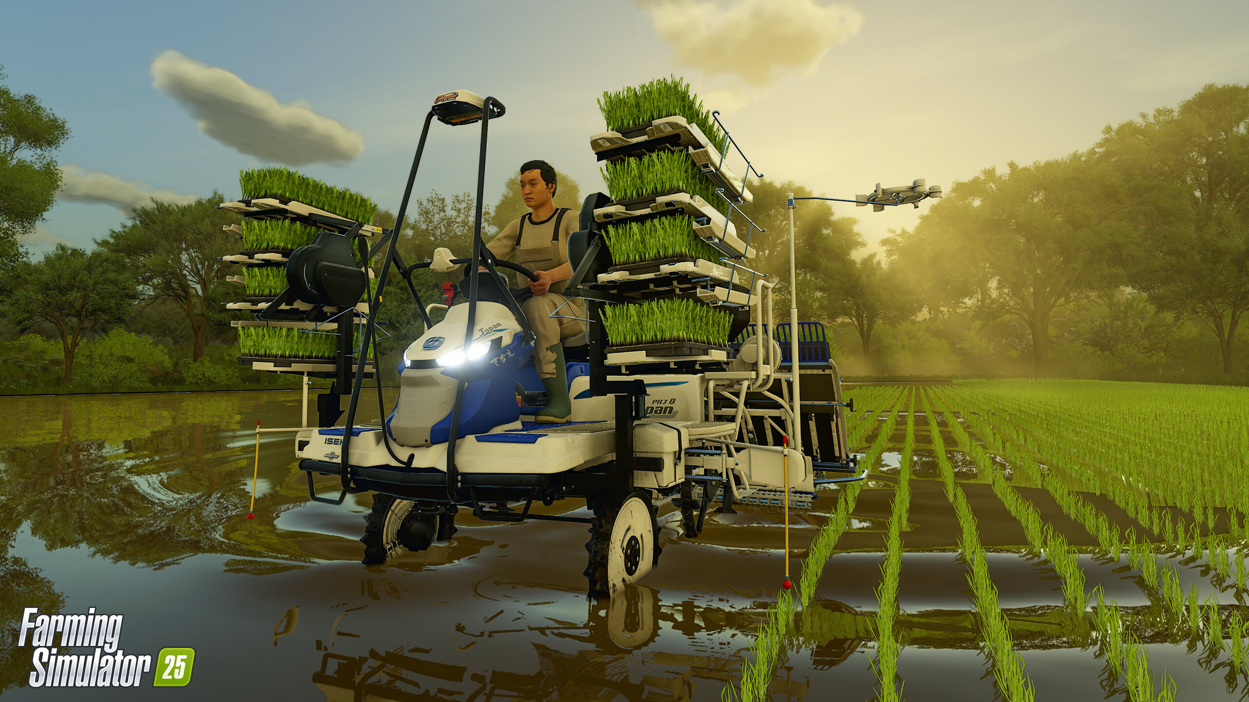 Promotional screenshot of a farming vehicle in Farming Simulator 25