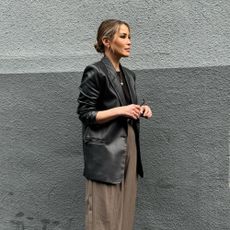Rachel Stevens styles M&S pinstripe trousers