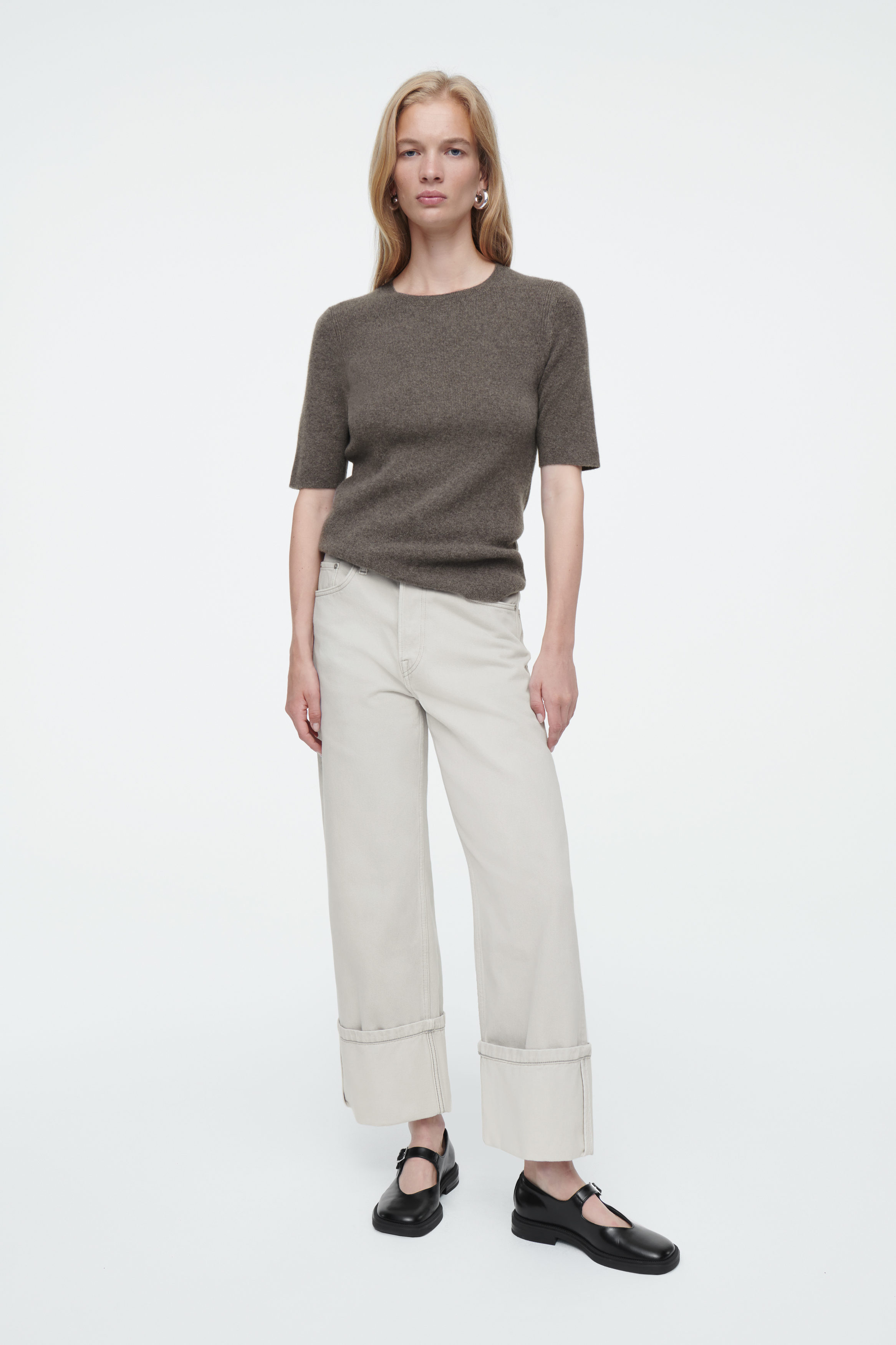 Facade Turn-Up Straight-Leg Jeans