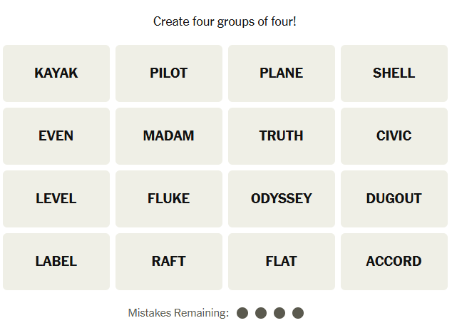 The New York Times Connections puzzle on December 17, 2025