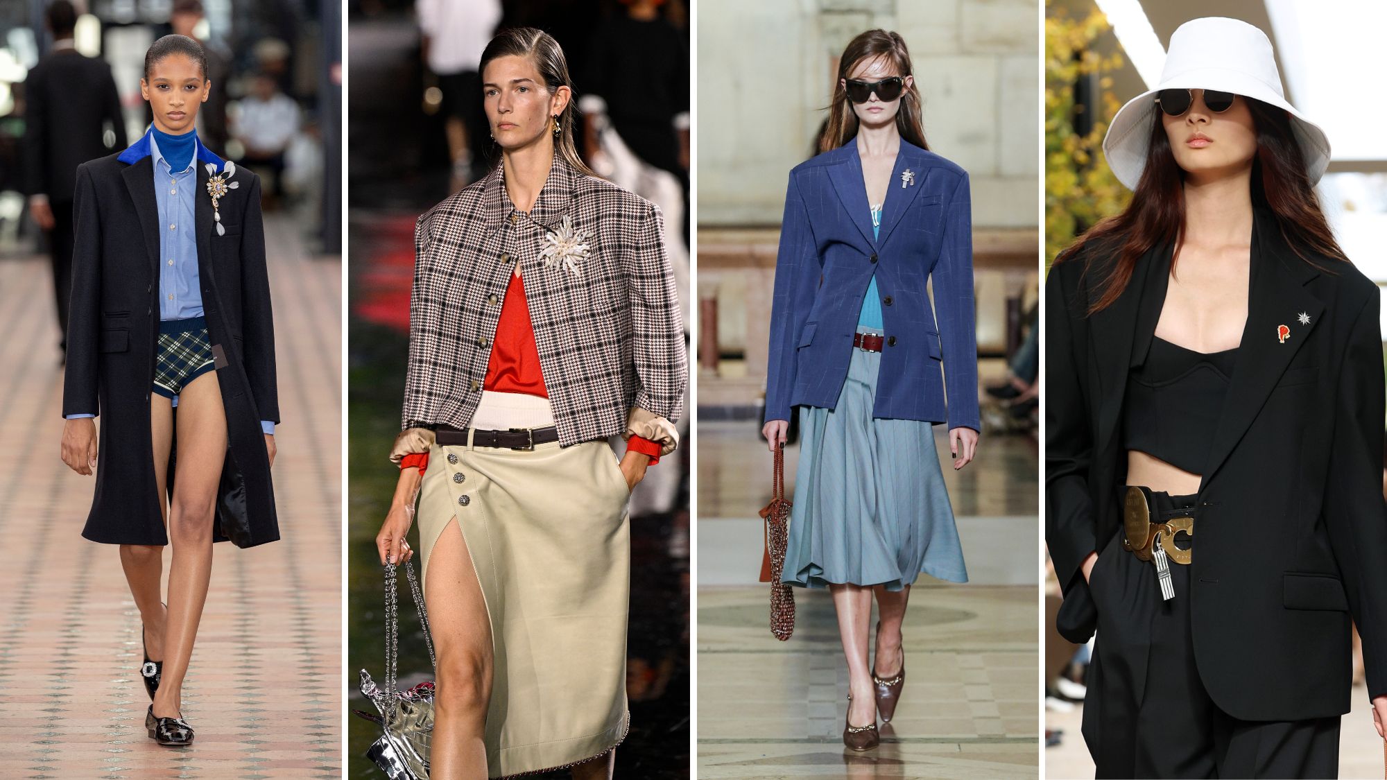 Brooches ss26 runway collage: Wales Bonner, Chanel, Tory Burch, Celine