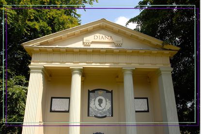 a close up of Princess Diana's grave at the Althorp estate