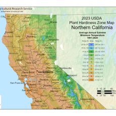 USDA hardiness zone map of Northern California