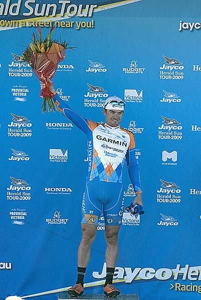 Chris Sutton (Garmin/Slipstream) has added a stage of the Jayco Herald Sun Tour to his Tour of Britian stage wins earlier in the season.