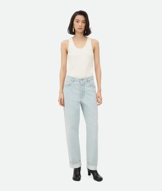 Women's Extra Bleached Turned Up Jeans in Light Blue