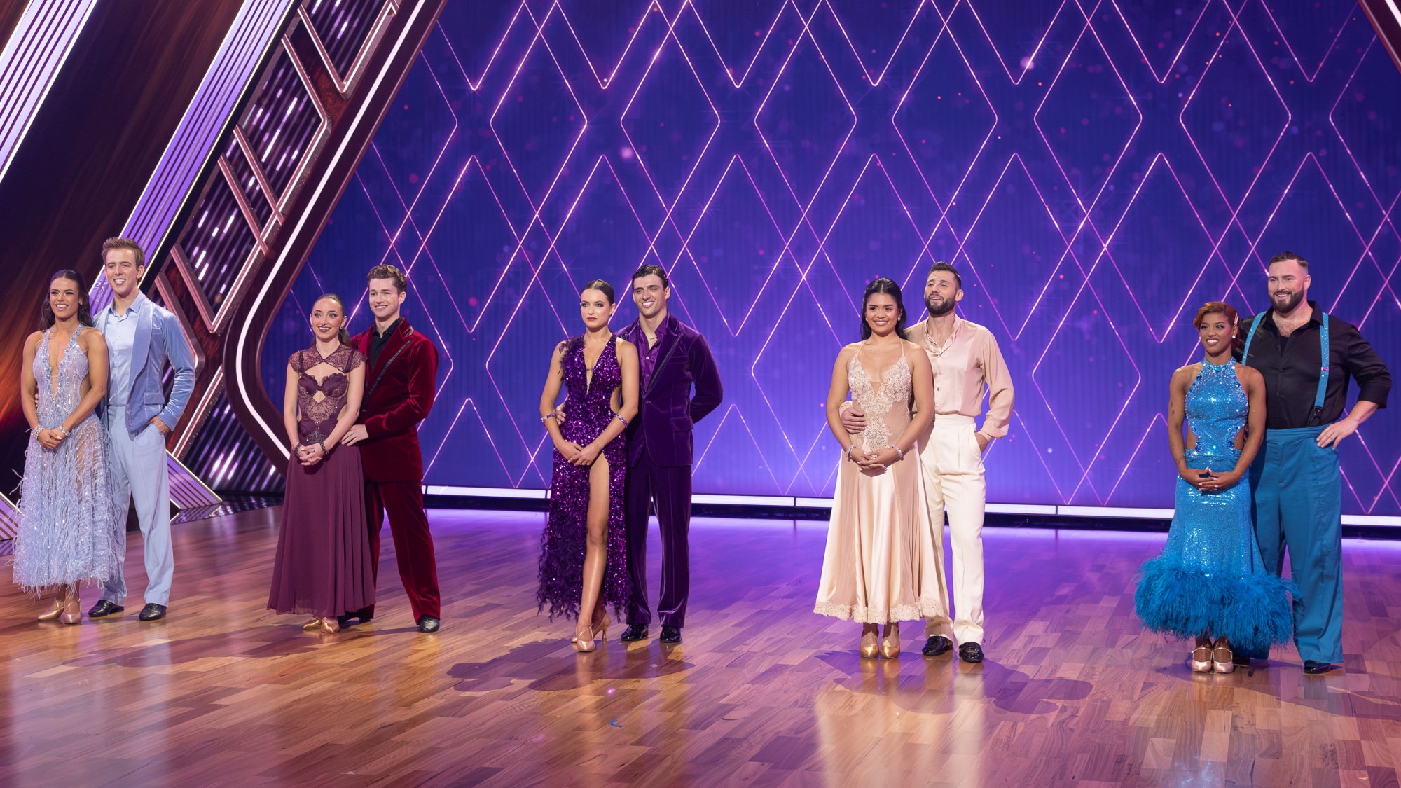 Dancing with the Stars: The Next Pro contestants Nina Mayster, A.J. Pritchard, Adele Zaikman, Allen Genkin and Selena Hamilton with their social media influencer partners.