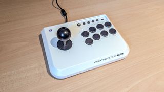 Hori Fighting Stick Mini placed on desk surface