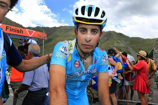 Fabio Aru (Astana) finished in 7th on the stage, 25 seconds down on Alberto Contador.