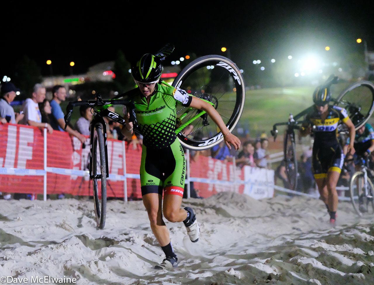Kaitlin Antonneau runs through the sand at CrossVegas