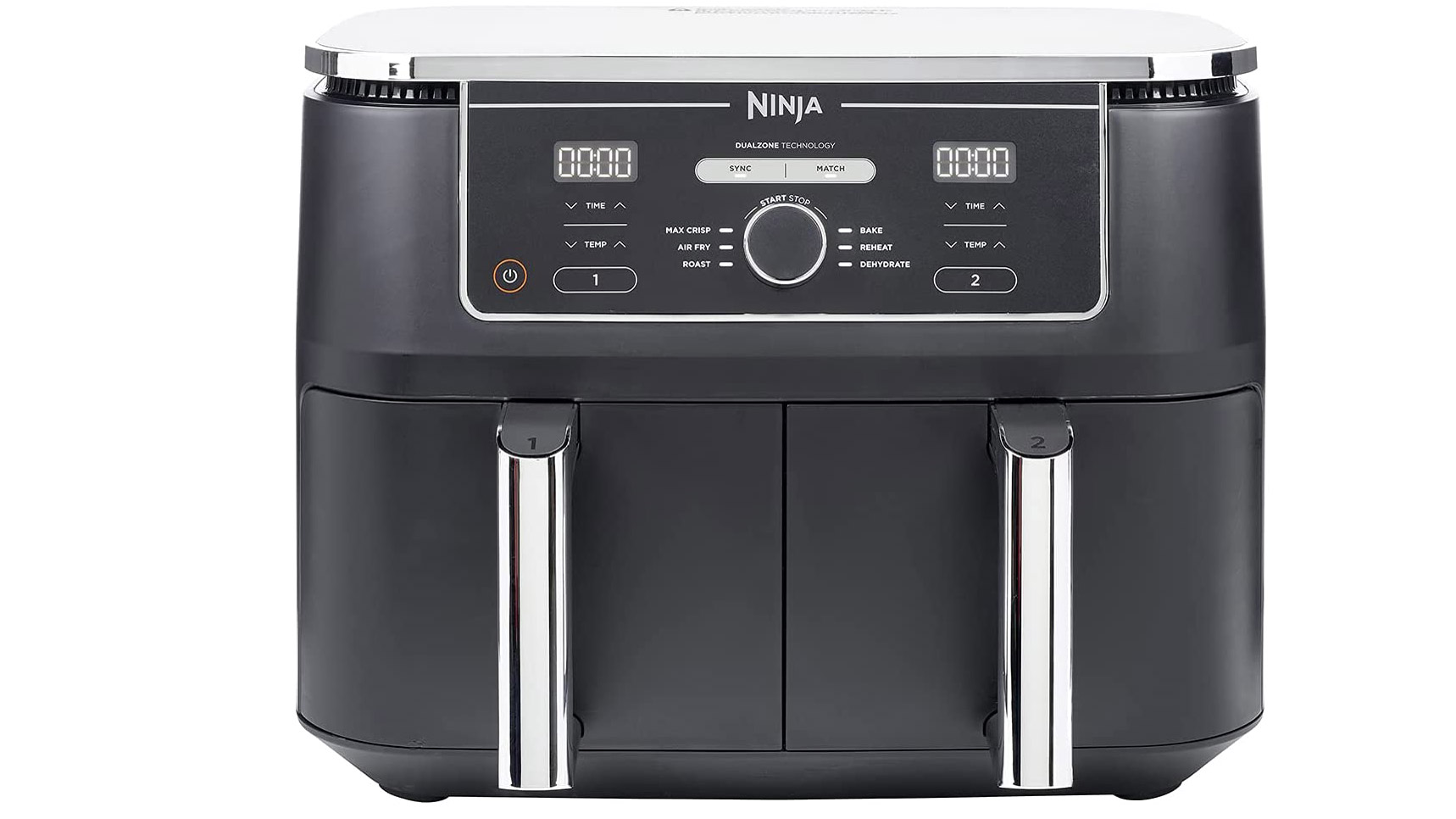 The Ninja Foodi Max dual zone air fryer AF400UK on a white background