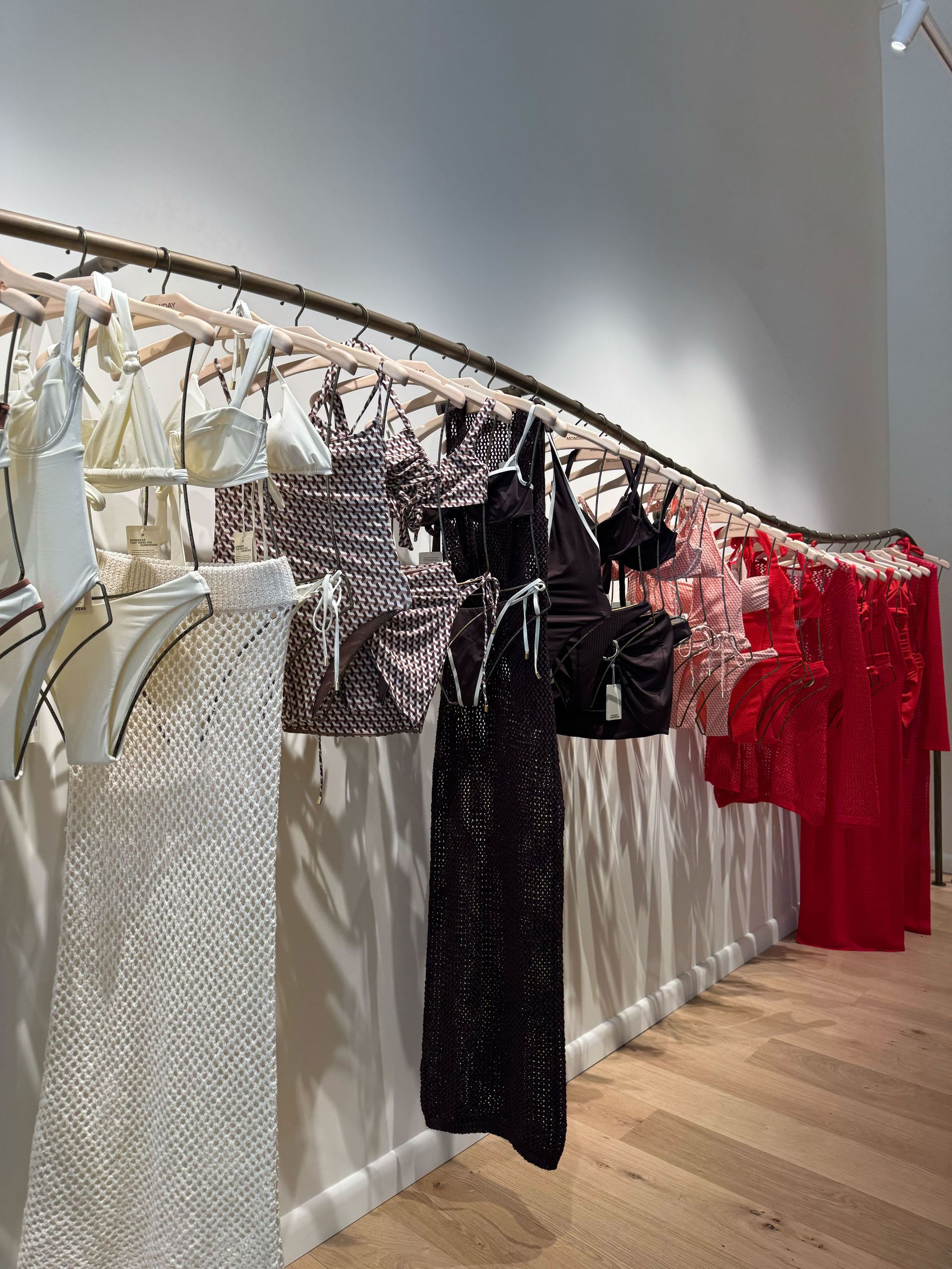 a picture of swimwear inside the monday swimwear nyc store.