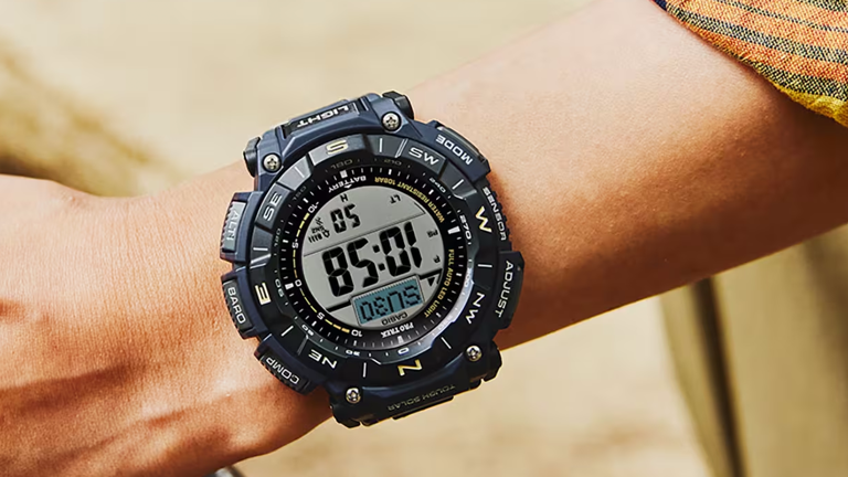 Casio Pro Trek stock photo on user&#039;s wrist