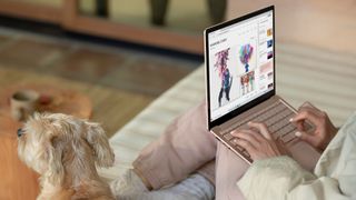 Person Working on Surface Laptop at Home