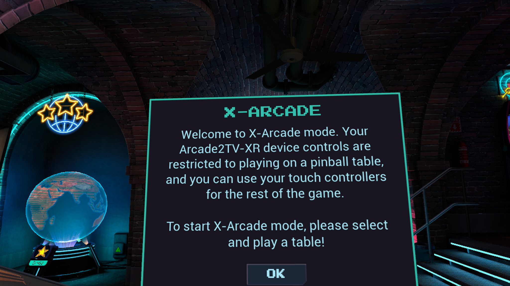 Using the X-Arcade Arcade2TV-XR unit in Pinball FX VR on a Meta Quest 3